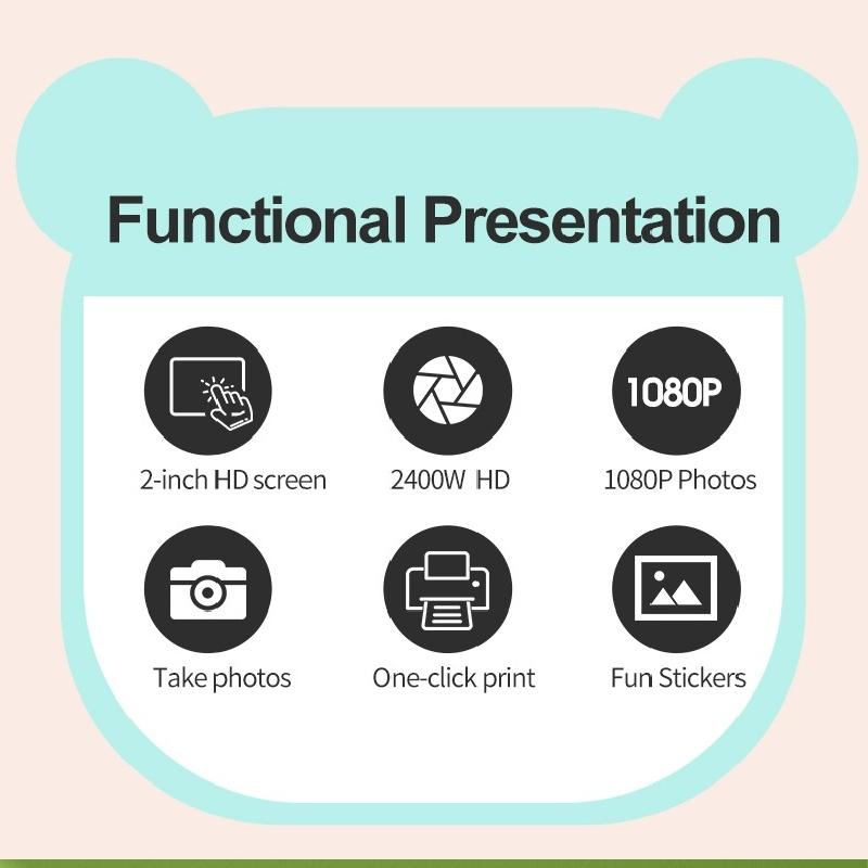 Polaroid Infantil Pode Tirar Fotos e Imprimir Mini Câmeras Digitais, Impressão Infantil Pequenas DSLRs