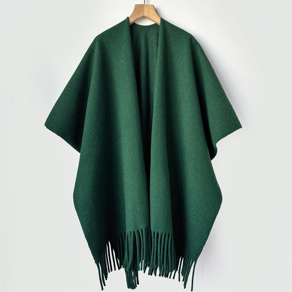 Winter Women Poncho Warm Shawl Double Sided Designer Thickening Blanket Luxury Scarf Female Cloak Cashmere Pashmina Cape Stole