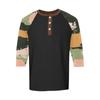 Men's top with three-quarter sleeves and camouflage print