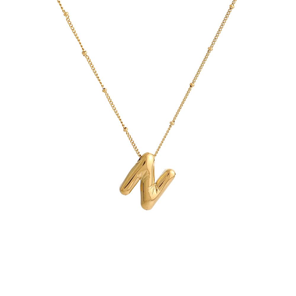 Stainless Steel 18K Gold Plated Alphabet Pendant Necklace