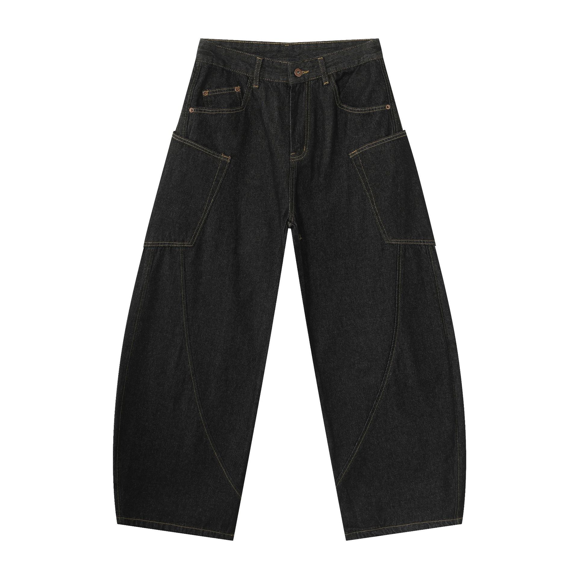 

Versatile Men s Streetwear Jeans casual jeans trousers Paneled Design Retro Denim Pants, Easy-to-match Jeans for Casual & Street Outfits XL