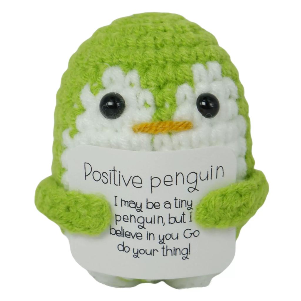 Handmade Positive Energy Penguin Doll With Card Home Decoration Crochet Knitting Ornament Room Decor Christmas Party Gifts