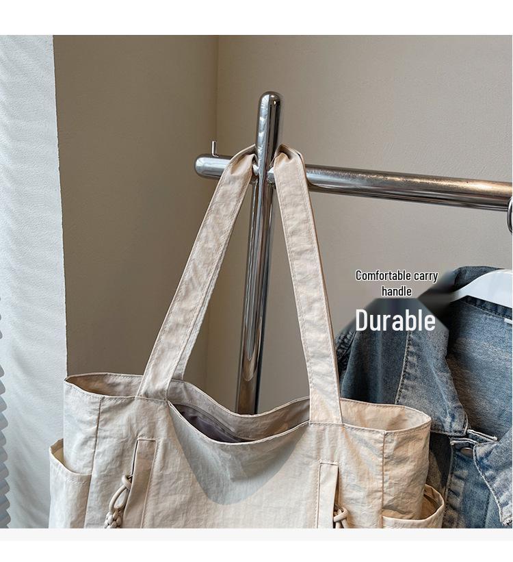 Japanese-Style Waterproof Nylon Minimalist Shoulder Bag for Women - Large Capacity Commuter Tote