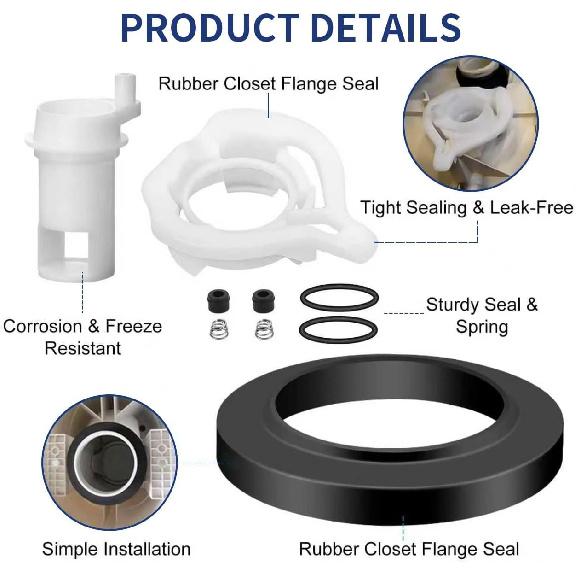 42049 Sada pro výměnu splachovacího ventilu toalety pro obytné vozy, Pro pevné toalety Thetford Aqua Magic II. S těsněním příruby toalety, Díly pro toalety obytných vozů