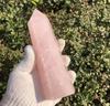 Natural Carved Pink Quartz Rose Crystal Point for Reiki Healing