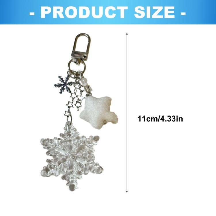 Fashion Accessory Keychain Snowflake Beaded Handcrafted Winter Inspired for Cute and Practical Gift for Friend