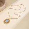 Nidin Turkish Evil Eye Pendant Necklace For Women Vintage Sunflower Shape Micro Pave Zircon Clavicle Chain Lucky Amulet Jewelry
