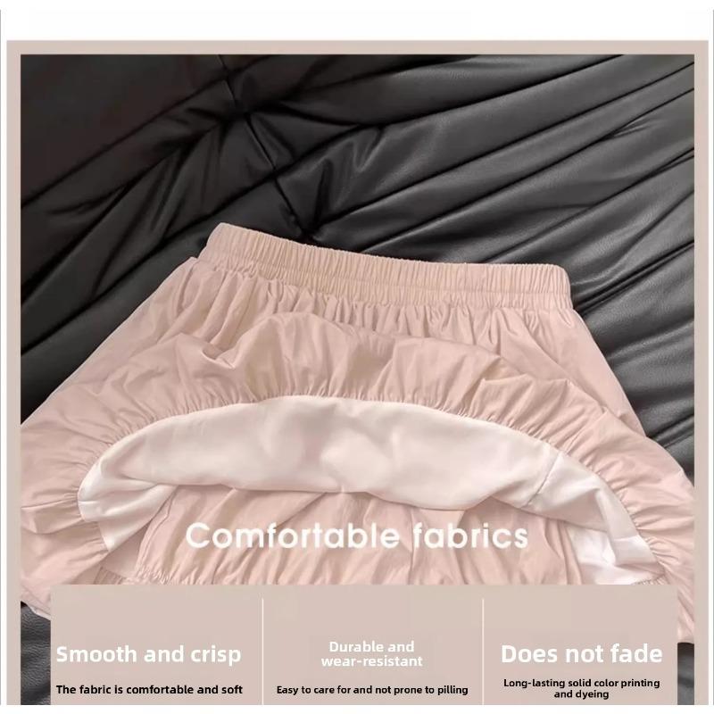 Women's Mini Skirt High Waist A Line Slimming Summer Skirt Shorts Petite Pleated Puff Hem Pink
