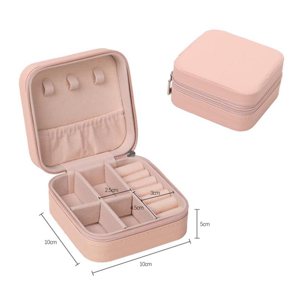 Portable Leather Jewelry Storage Box - Travel Organizer for Earrings, Necklace & Ring