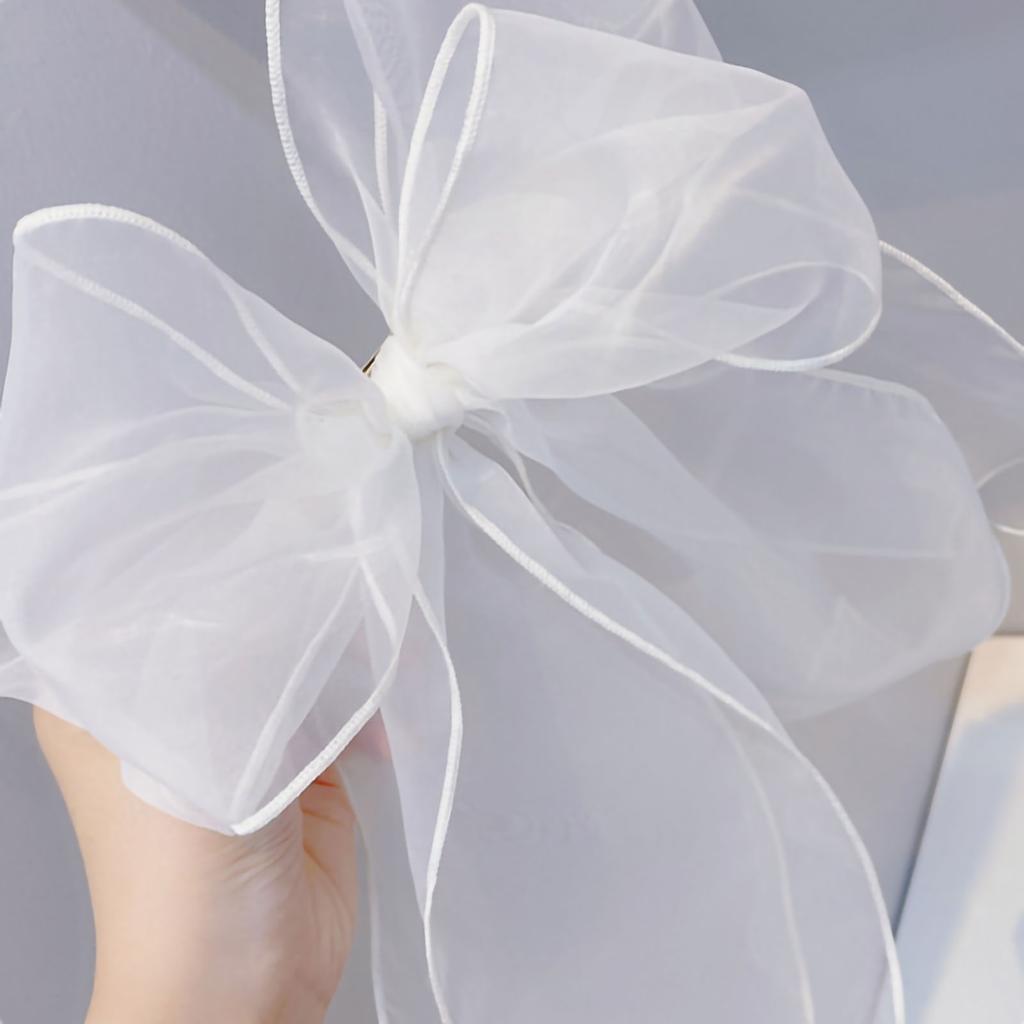 Hair Clip Bow Tie Women Barrette Colourful Cloth Girl Hairpin Lovely Style Accessory White