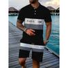 Mens Casual Loose Fit Polo Shirt With 3D Digital Print Short Sleeve Asymmetrical Design Wear