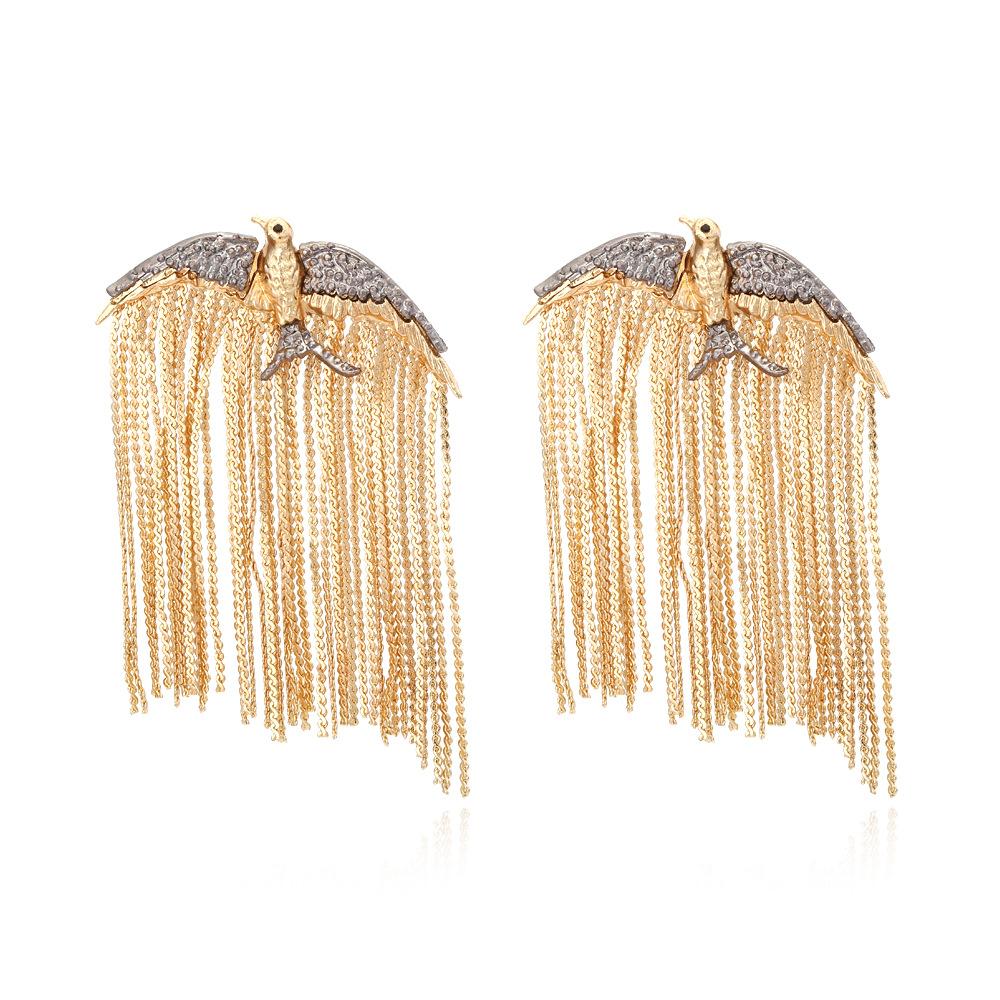 

Metal Bird Animal Tassel Earrings Women s Classic Vintage Dangle Earrings Banquet Zircon Accessories Earrings for WomenZAA золотий