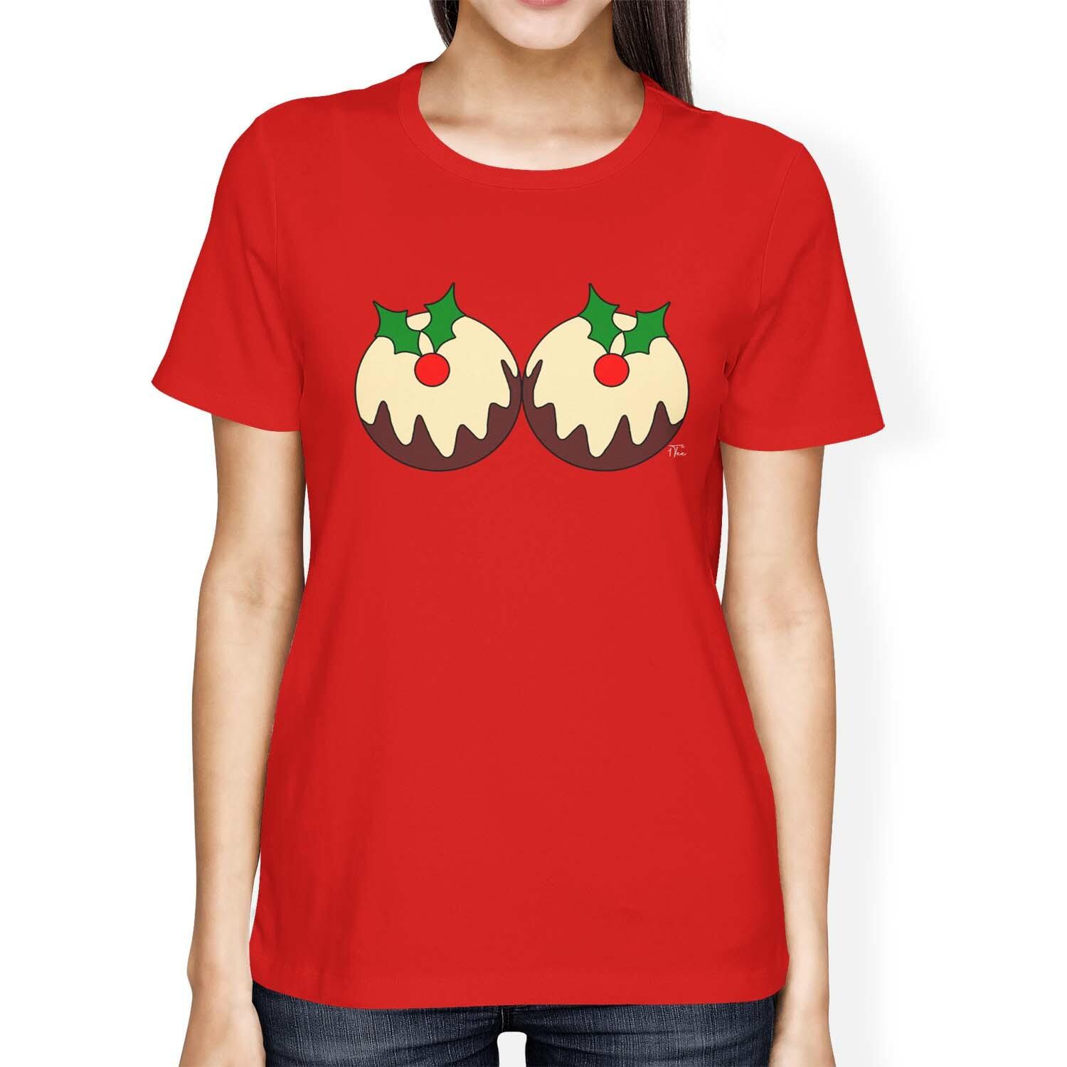1Tee Womens Loose Fit Christmas Puddings Boobies T-Shirt L