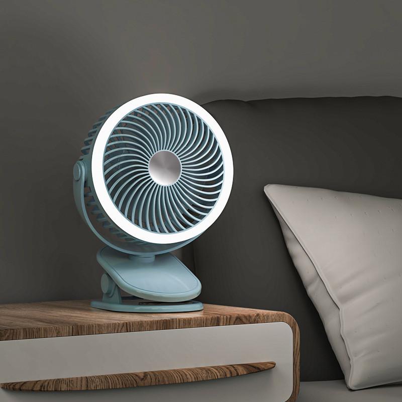 Portable Desktop Mini Fan Wholesale Bright Usb Charging Student Dormitory Powerful Clip Fan синий