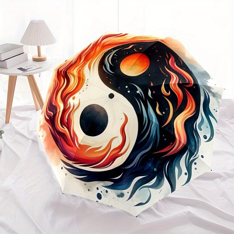 1pc Yin Yang Symbol Automatic Opening/closing umbrella, Reinforced 8-Rib Construction, Compact Travel Umbrella yy250808182