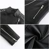 Damen Cool Edgy Nieten Motorrad PU-Lederjacke, Schräger Reißverschluss, Reverskragen, Slim Fit Punk Style Kurze Jacke für Frühling/Herbst
