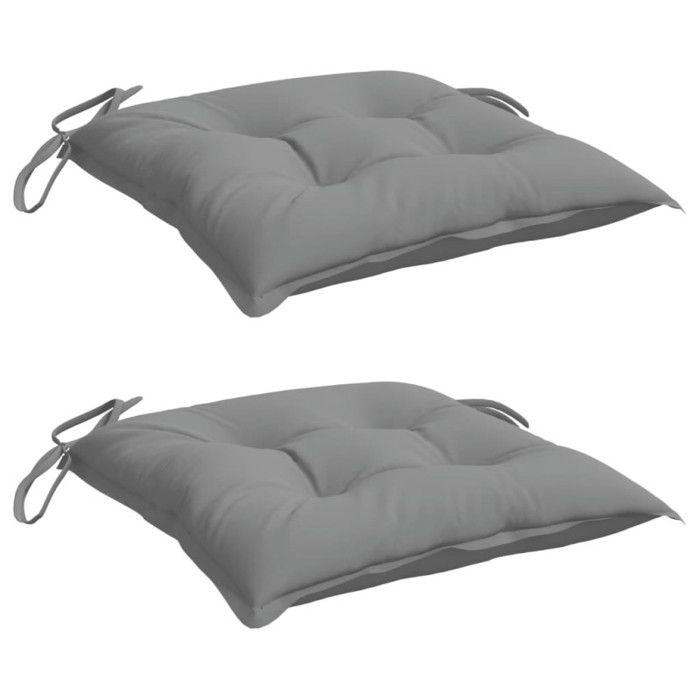 VidaXL Lot de 2 Coussins de Chaise, Galette de Siège avec Jeux de Cordes, Coussin d'Extérieur Imperméable, Gris 50x50x7 cm 361510