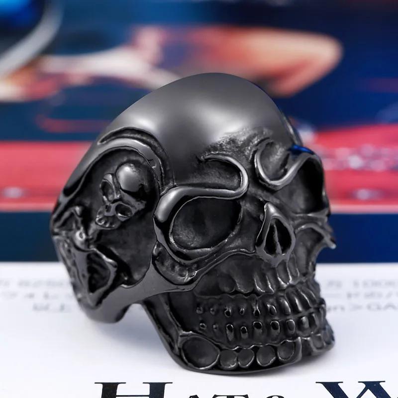 Anelli a Teschio Gotici Multistile per Uomo Acciaio Inossidabile Biker Motociclista Gioielli Anello Festa di Halloween Dropshipping