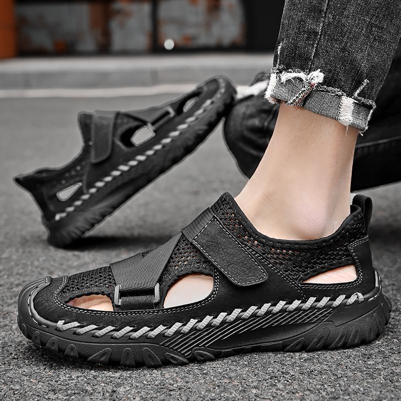 38-46 Yazlık Erkek Büyük Beden Moda El Yapımı Nefes Alabilen Sandaletler Günlük Plaj Ayakkabıları Kuş Yuvası Ayakkabıları