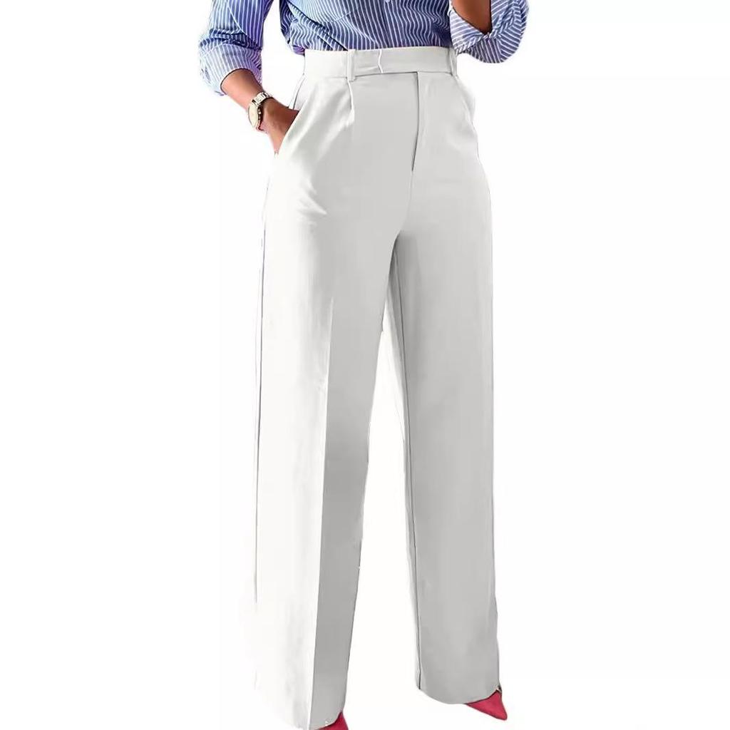 European and American Women's High-Waisted Wide-Leg Commuter Pants