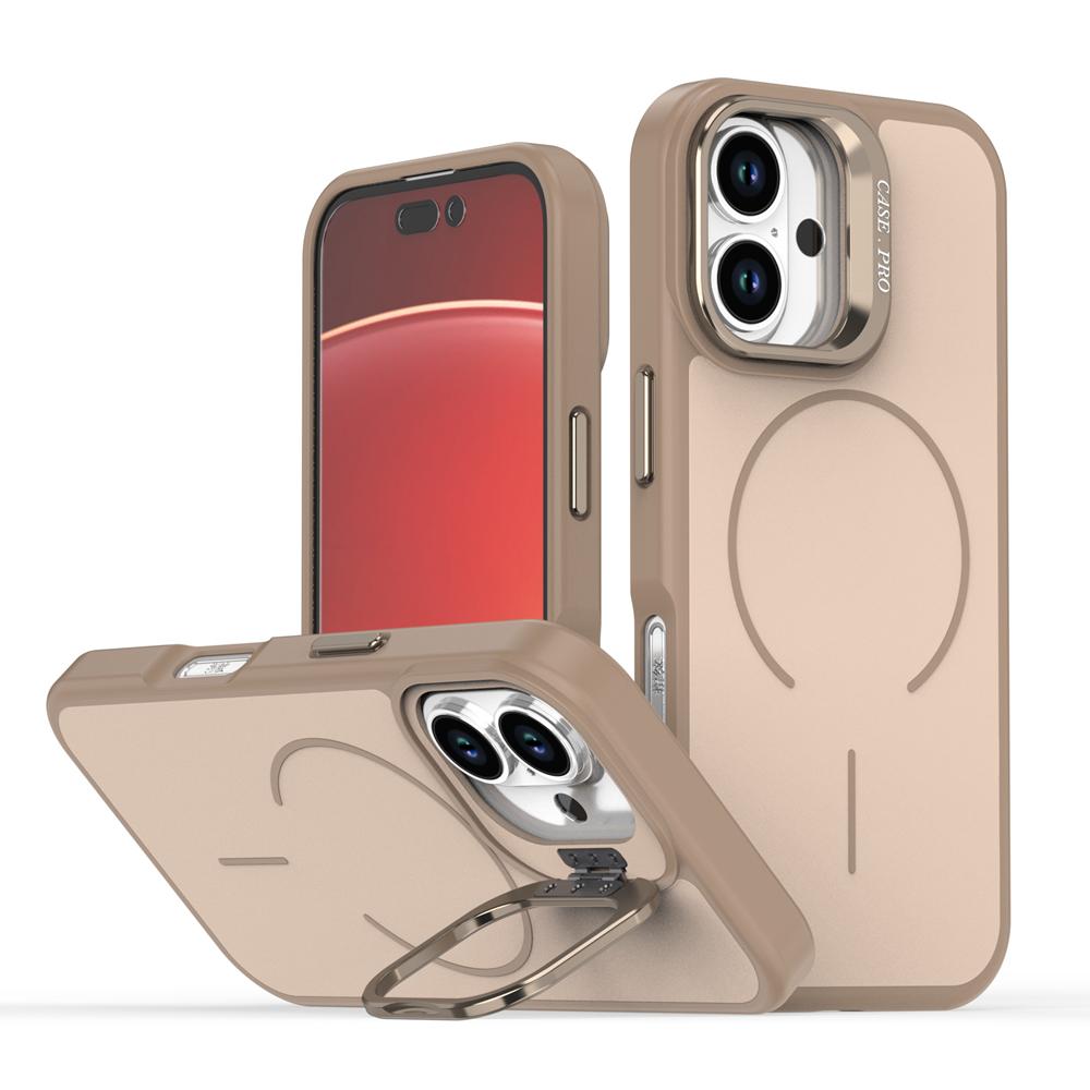 KEYSION Matte Skin Feel Lens Stand Phone Case for Magsafe for iPhone 16 Pro Max 16 Plus Magnetic Wireless Charging Shockproof Cover