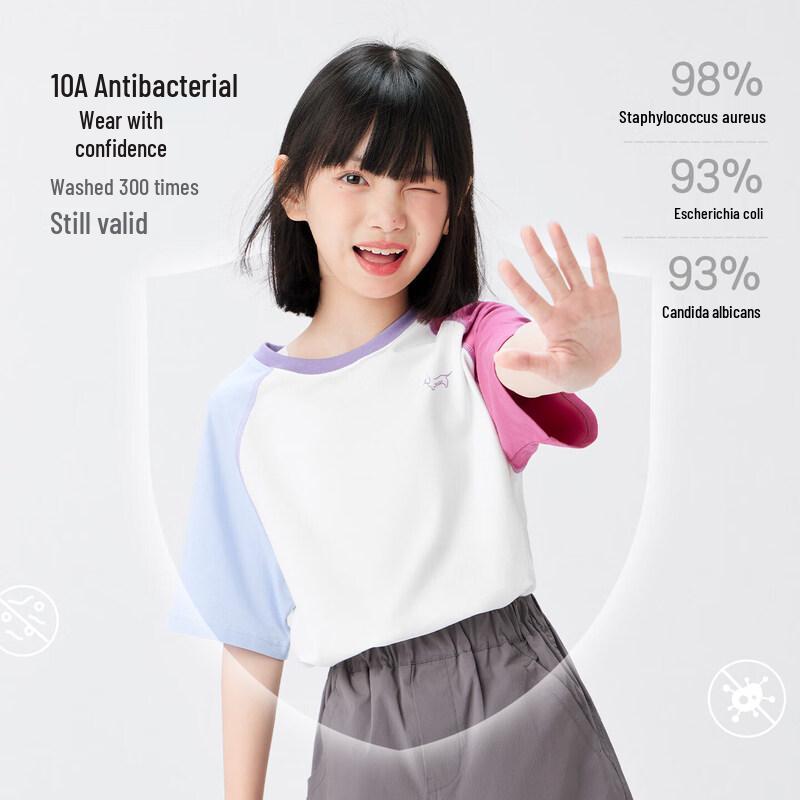 Girl's Summer Cool Breathable Color-block Raglan T-shirt