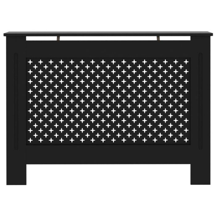 Black Radiator Cover - VidaXL - 112x19x81 Cm - MDF - Storage Space for Books and Ornaments