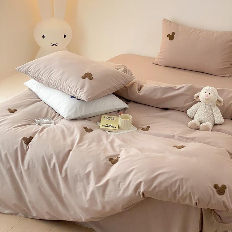 100 % reine Baumwolle Bett Vier-Teile Bettlaken Bettbezug Kissenbezug Hautfreundlich und Atmungsaktiv Vier Jahreszeiten