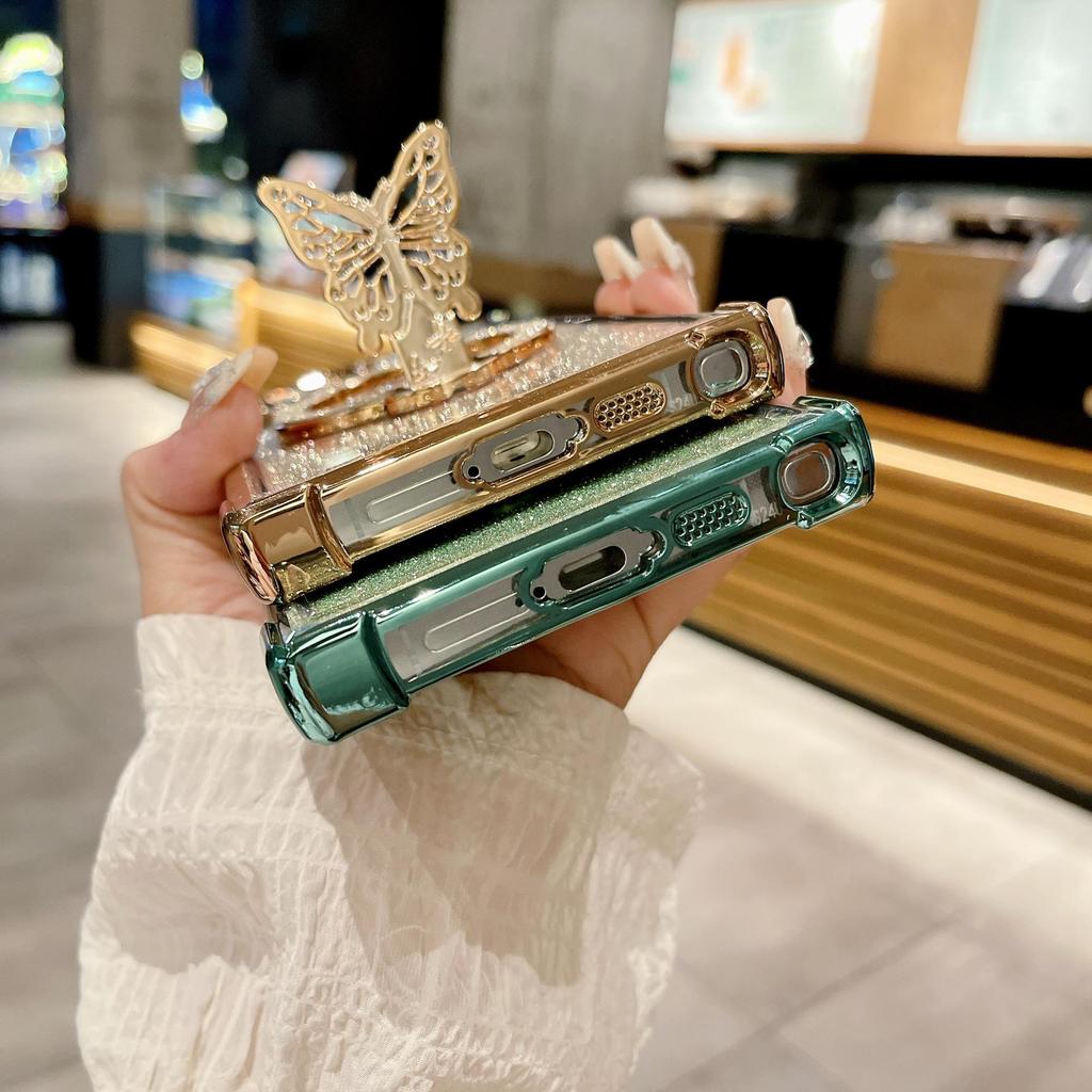 Compatible Samsung S25 Ultra Phone Case: Butterfly Magnetic Stand, S23 Airbag Anti-drop, Hard Protective Case for S24.