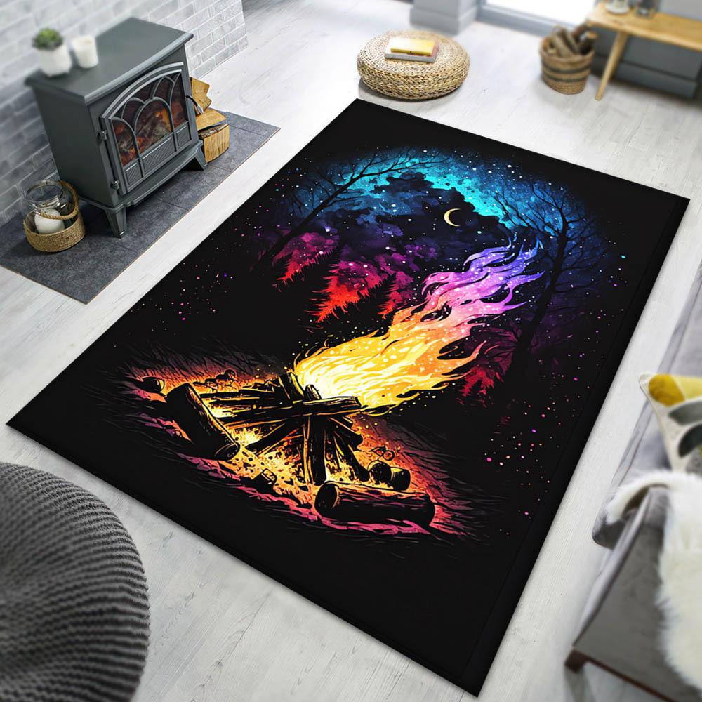 

1pc Wild Bonfire Pattern Carpet, Area Rug For Living Room Bedroom Room Bed Chair Laundry Entryway Corridor Yard Non-slip Outdoor Camping Rug 60cm by 90cm