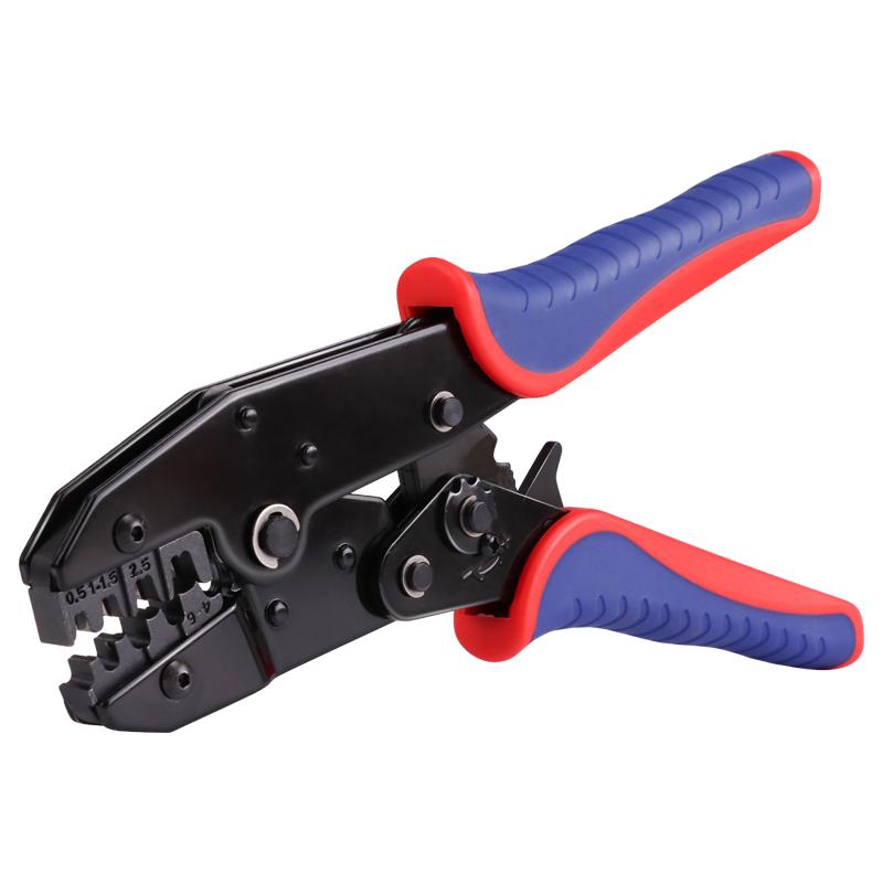Barrel-type Terminal Crimping Tool,Ratcheting Wire Crimping Pliers. It is suitable for AWG 20-10 (0.5-6mm²) and serves as an electrical crimping tool.