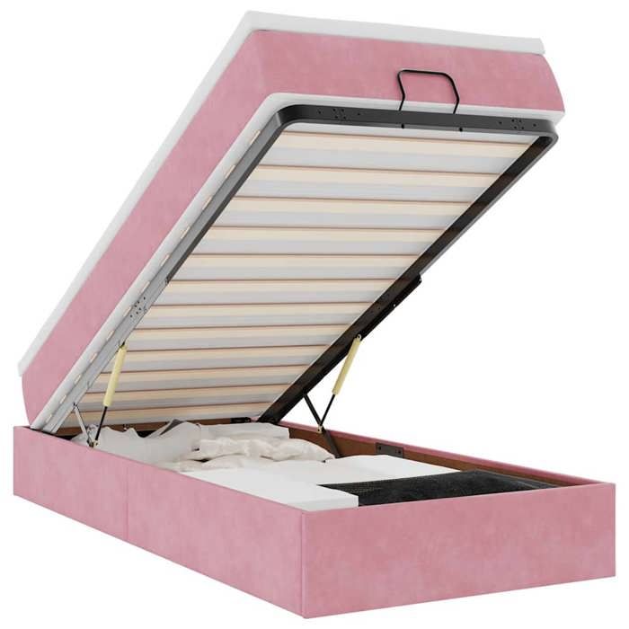 VidaXL Cadre de lit ottoman avec matelas rose 90x190 cm velours, cadre de lit, cadre de lit rembourré, cadre de lit ottoman 3311158