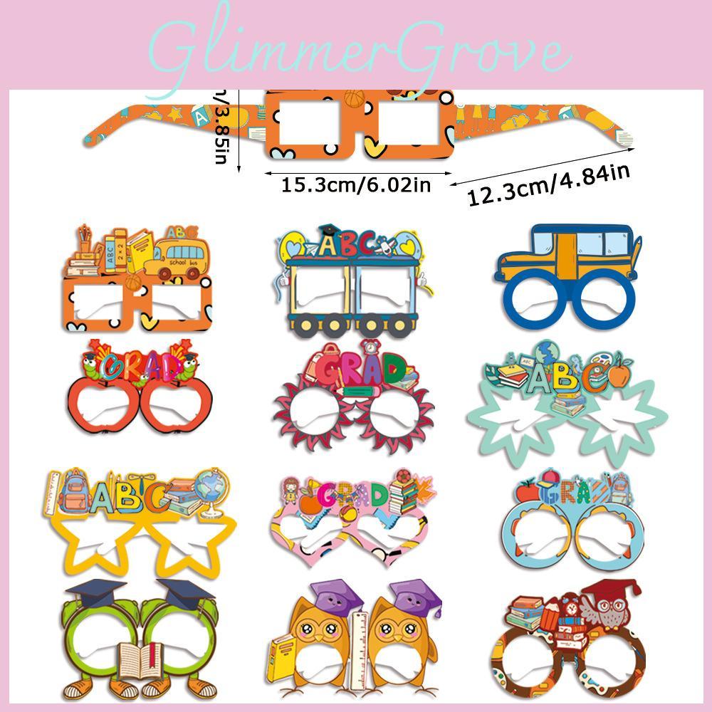 Season Theme Graduation Cartoon Pattern Paper Glasses Photography Props Decor