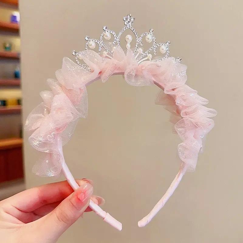 

Sweet Lovely Girl Headband Hair Accessories Pink Blue Kawaii Lace Headband Children Holiday Gift Princess Girl Accessories Crown