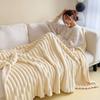 Office Nap Blanket With Solid Color Striped Design For Spring Autumn Relaxation
