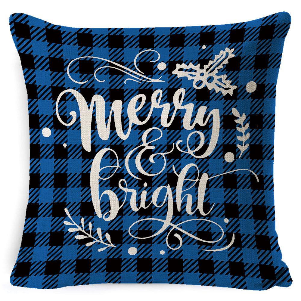 Christmas Pillowcase, Home Bedside Cushion, Linen Short Plush Printed Halloween Sofa Pillow