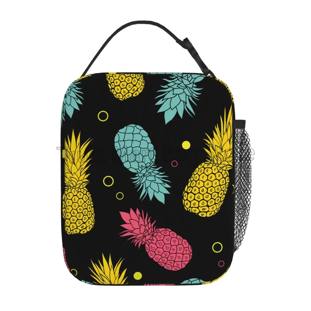 Pineapple Insulated Lunch Box Cute Kids Reusable Leakproof Cooler Lunch Tote Bag for Girls Boys Women School Work Picnic Beach