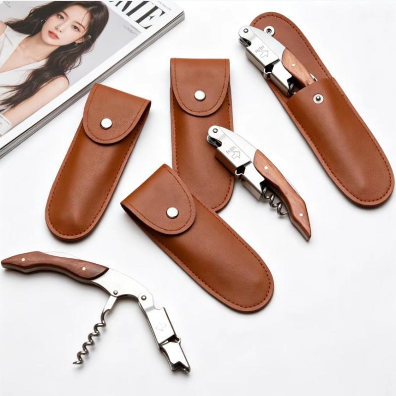 Tragbarer PU-Lederflaschenöffner Lederetui Beutel Tasche Design Weinzubehör Tasche Flaschenöffner Hülle Outdoor