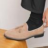 Fashion Fashion Brand Mens Tassel Suede Slip on  Driving Shoes Designer Mens Moccasins Retro Pointed Banquet Social  one legged   Shoes