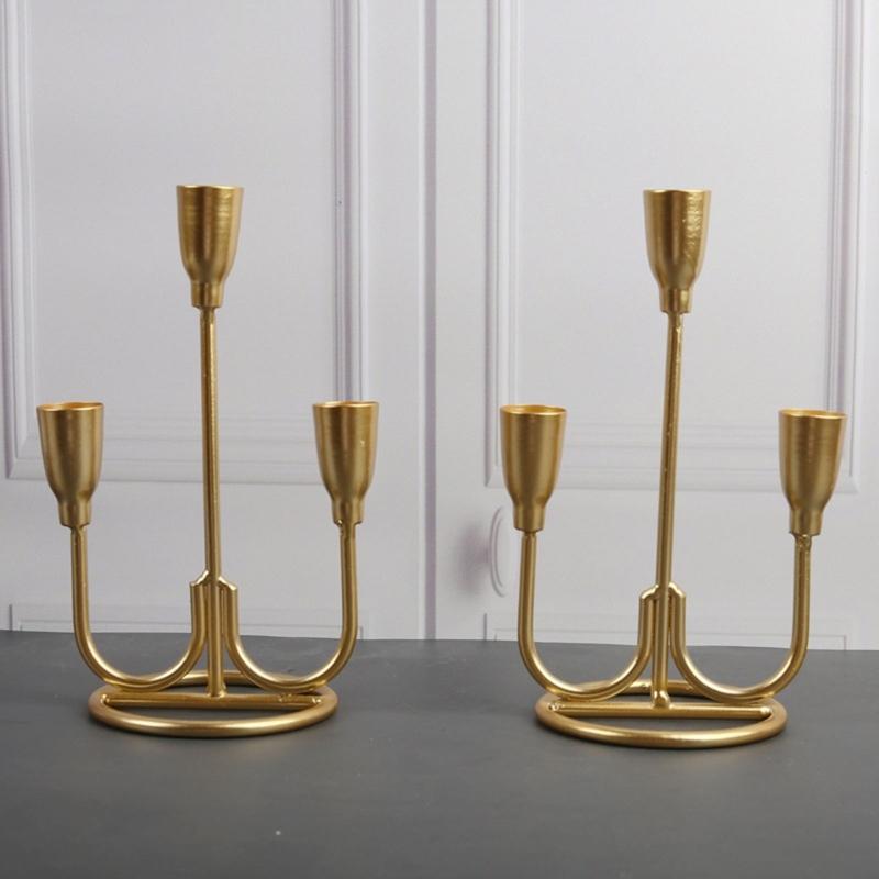 Retro 3 Arm Iron Candelabra Taper Candlestick Candle Holders For Table Centerpiece And Ambients Lighting Home Decoration