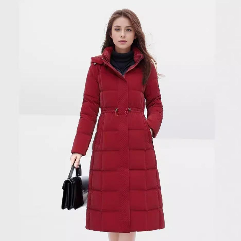 Jachetă de demi-sezon pentru femei 2024, nouă, pentru femei, cu glugă, guler cald, jachetă din bumbac, lungă, peste genunchi, paltoane