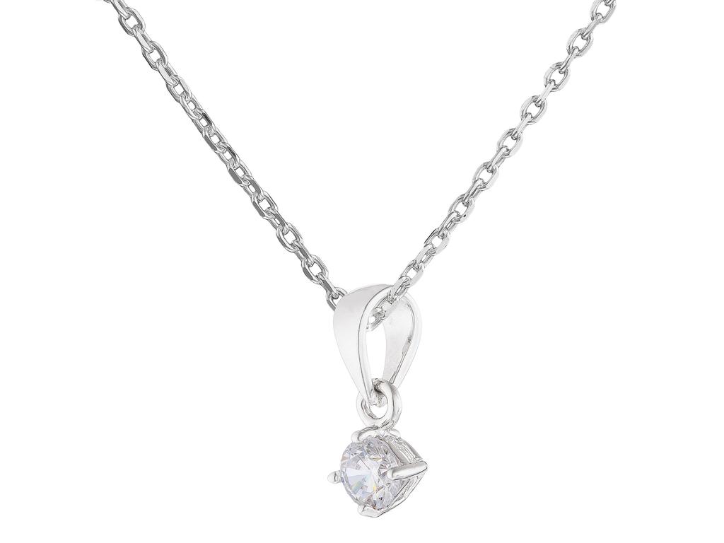 Short Silver Minimalist Women' Necklace with Cubic Zirconia 4mm Silver 42cm
