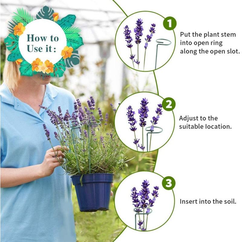 4/6pcs Plant Support Stakes Garden Flower Support Stake Steel Single Stem Support Ring for Amaryllis Tomatoes Orchid Lily Peony