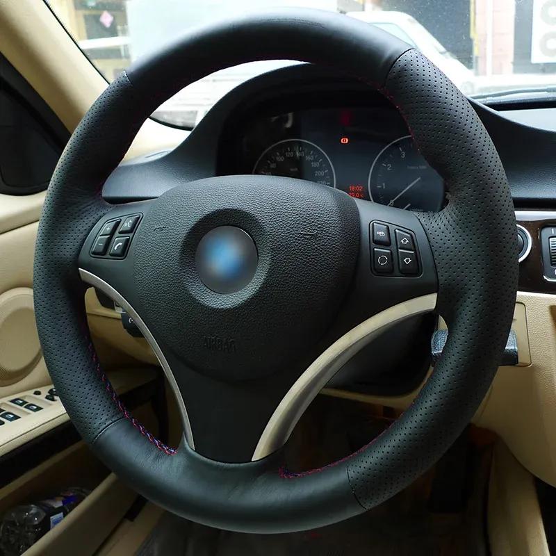 CARDAK Black artificial Leather Car Steering wheel cover for BMW E90 335i 320i 325i 330i 120d E87 120i 130i