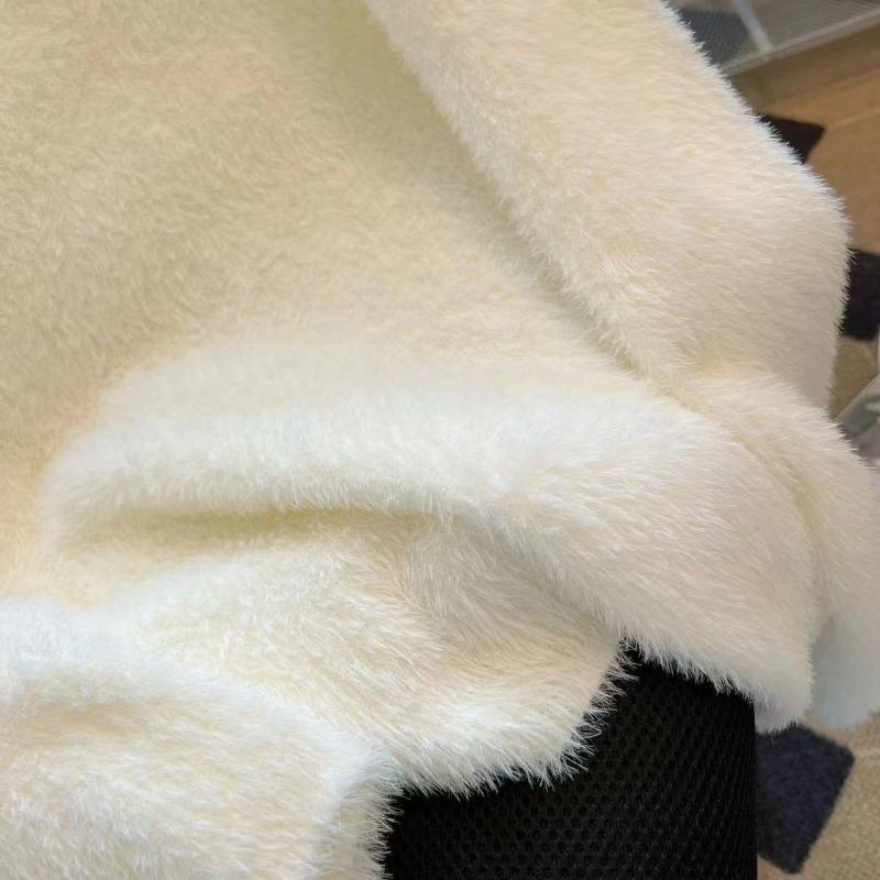 Real shot lazy furry bottomed shirt women's autumn and winter imitation mink hair milk fufu sweater top versatile