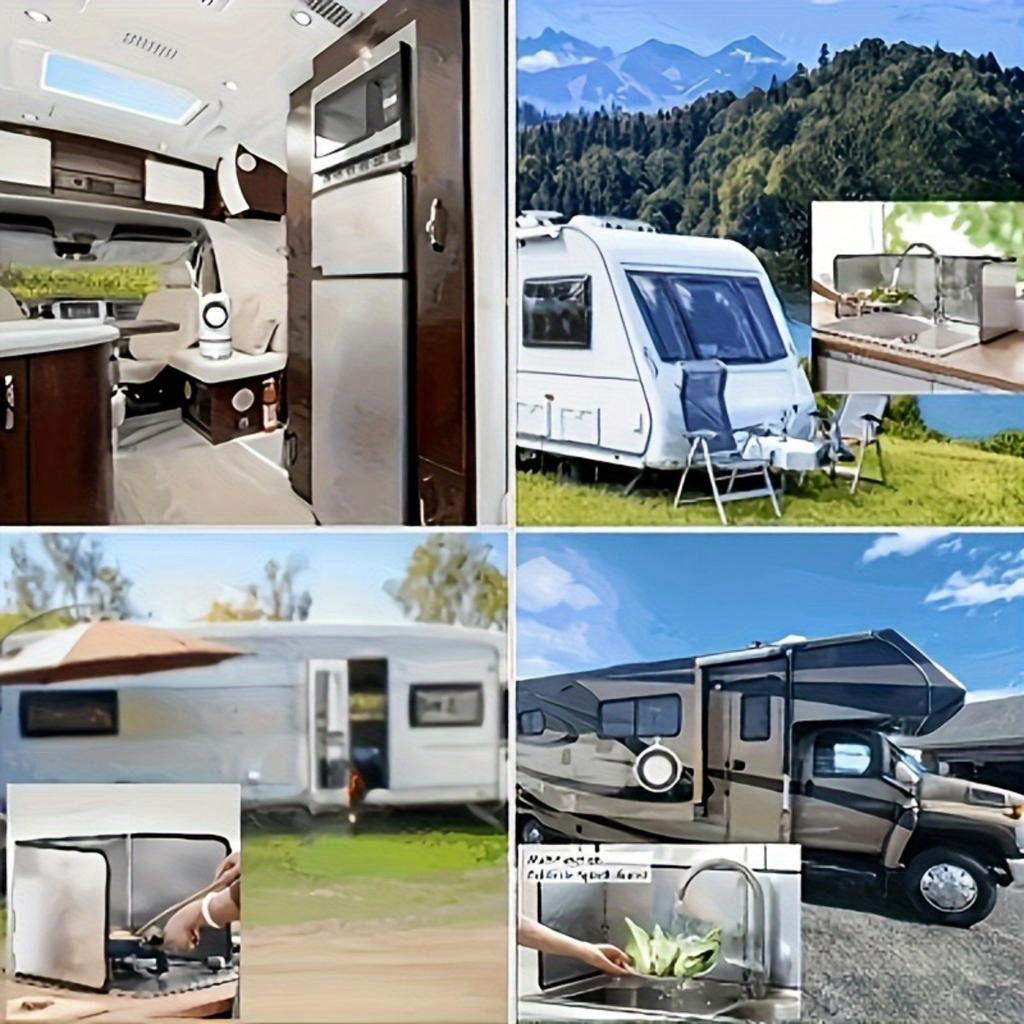 One Stainless Steel Splash Screen Set - Heat Resistant, Non-Stick Kitchen Stove Protection - 2 Foldable Panels for Home, RV, Camping