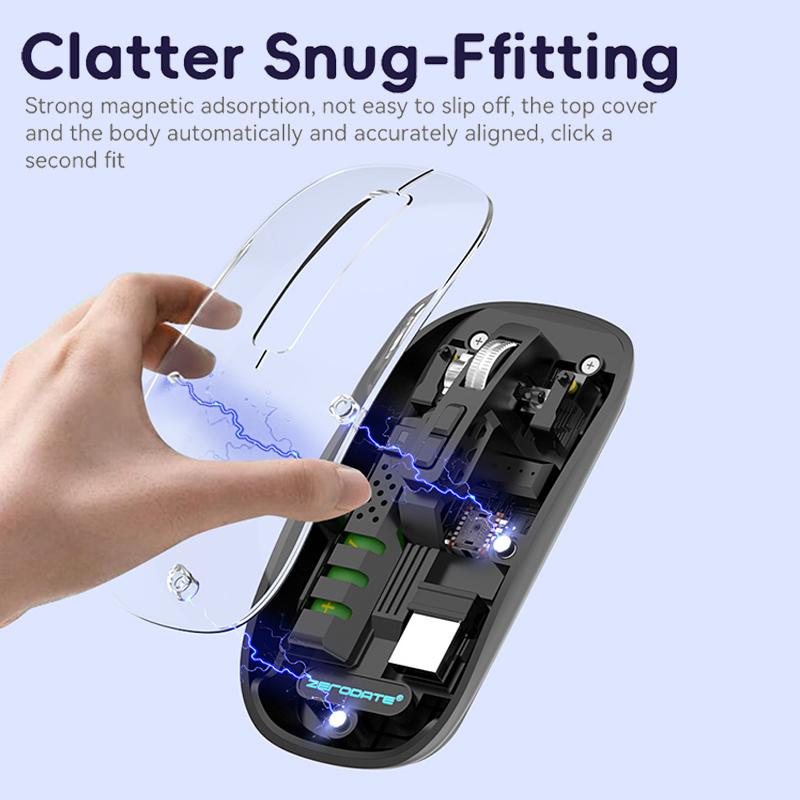Transparent Wireless Mouse Dual Mode Bluetooth-Compatible Rechargeable Mouse Noiseless Cordless Computer Mice For Pc Laptop