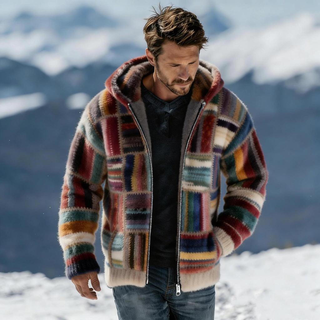 Men's 3D Print Flannel Hooded Zipper Cardigan: Winter Warm Fashion Sweatshirt