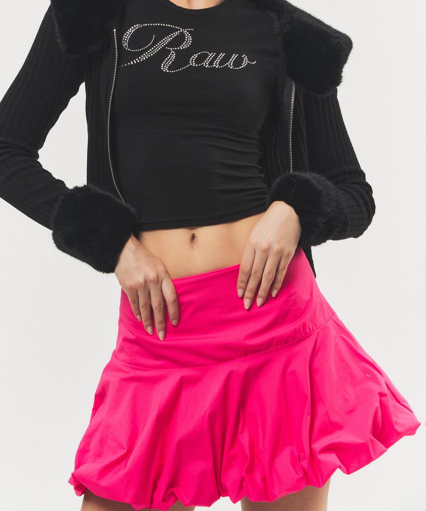 Romantics Balloon Fit Cotton Mini Skirt Hot Pink