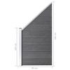 WPC Fence Set 4 Square Panels + 1 Diagonal Panel 792 X 186 Cm Grey